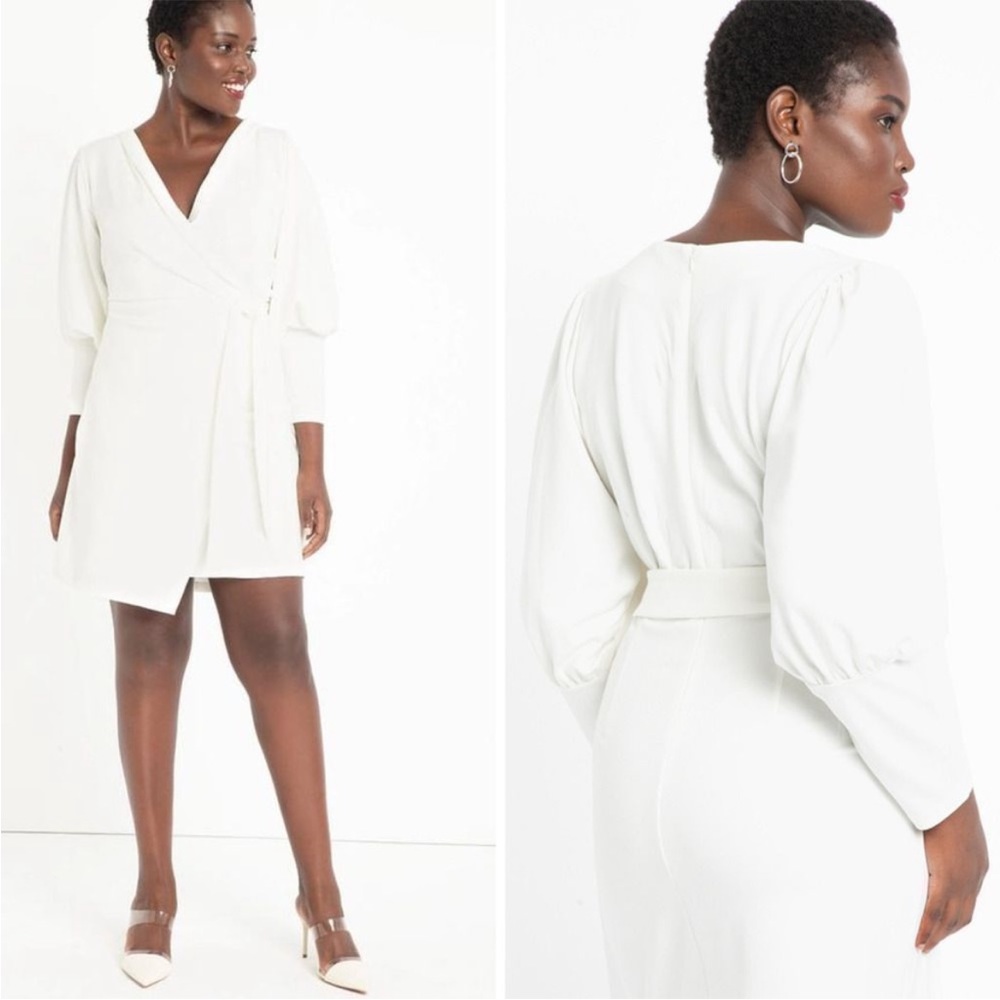 NWT Eloquii Puff Sleeve Wrap Dress